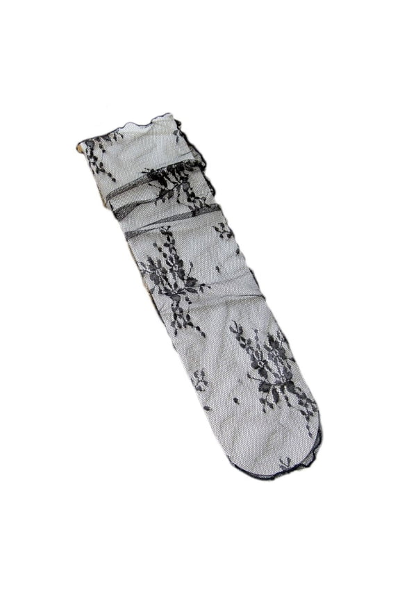 Women Summer Lace Mesh Crew Socks Japanese Style Lolita Floral Jacquard See Through Loose Thin Slouch Ankle Hosiery