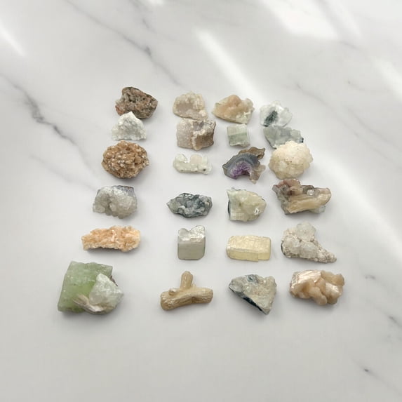 Apophyllite Zeolite Crystals 24 pc Flat