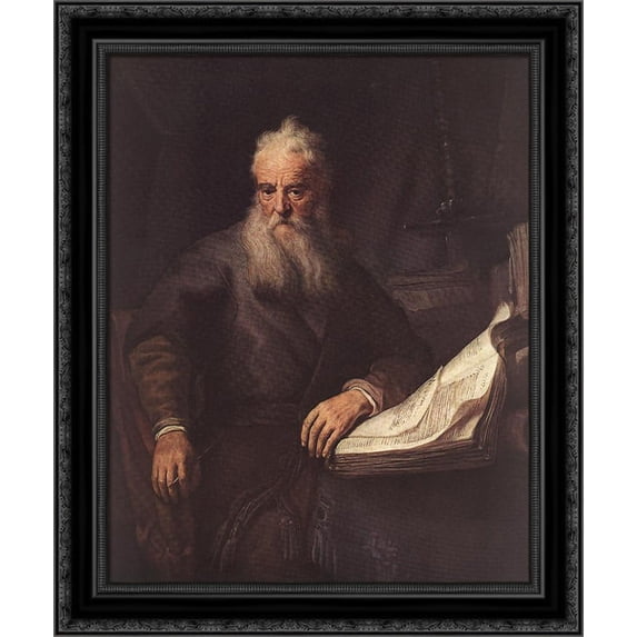 Apostle Paul 20x23 Black Ornate Wood Framed Canvas Art by Rembrandt