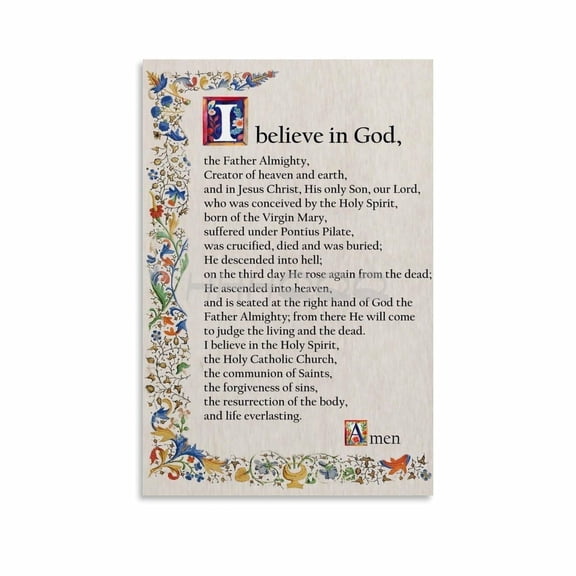Apostles Creed Prayer Poster Catholic Art Canvas for Bedroom Living Room Decor