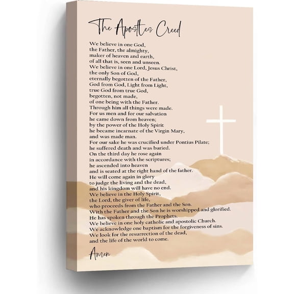 Apostles Creed Wall Art Bible Verse Canvas Wall Decor Inspirational Quotes Artwork Cross Christian Poster for Living Room Bedroom Office poster