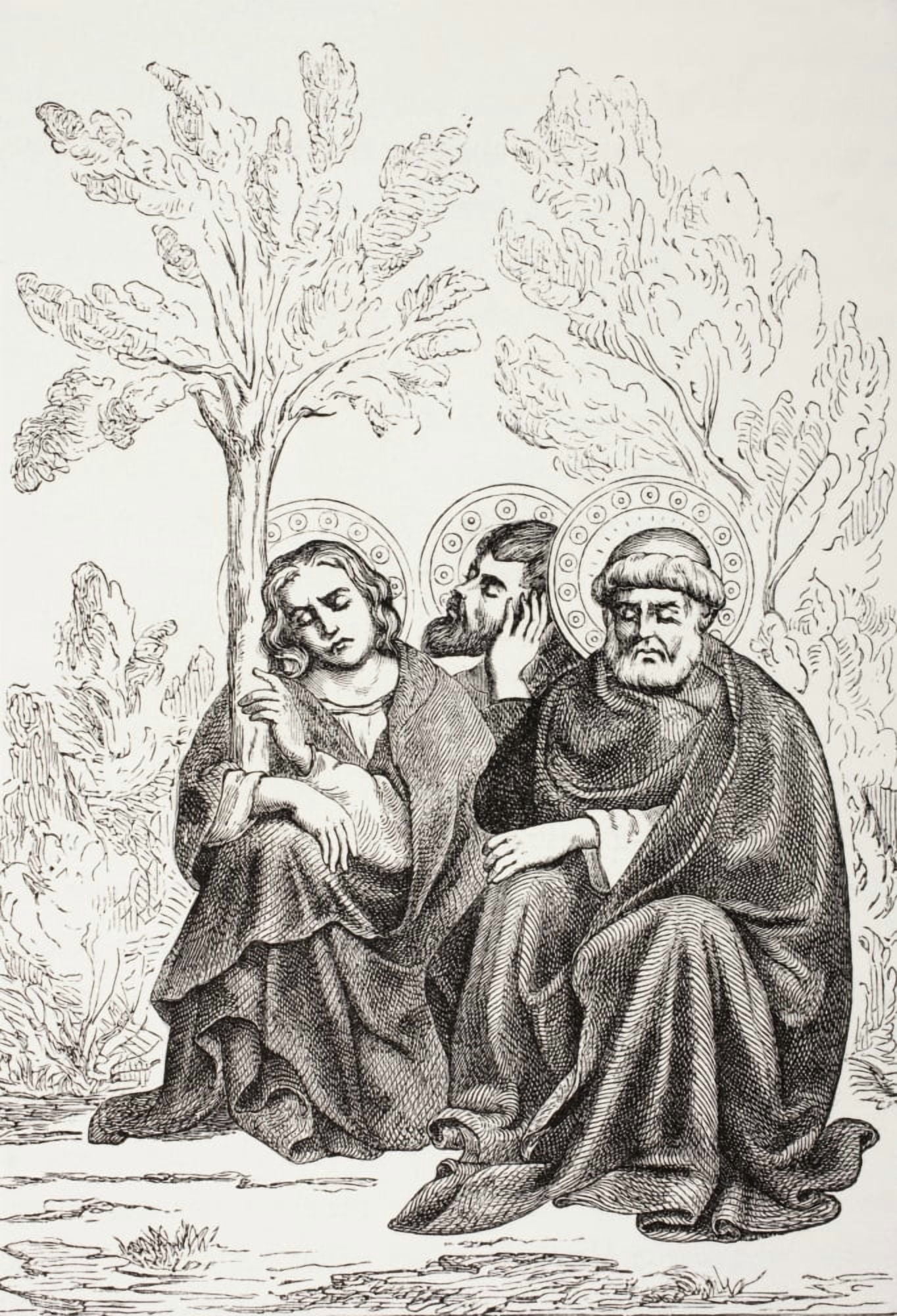The Apostles In The Garden Of Gethsemane After A 14Th Century Fresco Attributed To Barna De Siena From Les Artes Au Moyen Age Published Paris 1873 Canvas Art - Ken Welsh Design Pics (24 x 34)