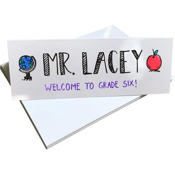 Dry Erase Name Tent Table Cards 8.5" x 3" (30 Pack) Reusable Name Cards, Classroom Name Tags, Wedding Guest Name Tents