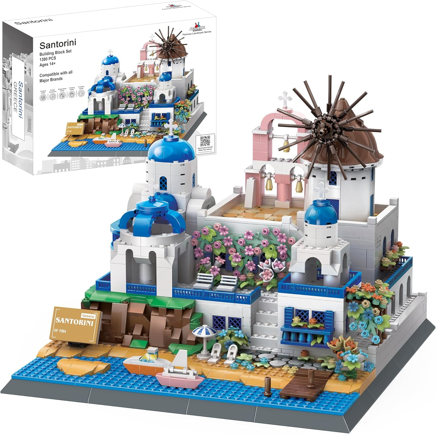 Apostrophe Games Santorini Model Building Blocks, 1372 Pieces