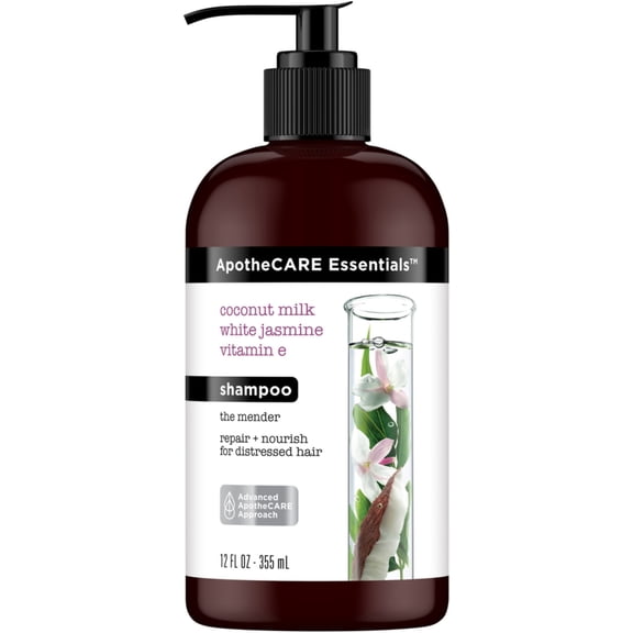 ApotheCARE Essentials The Mender Shampoo Coconut Milk, White Jasmine, Vitamin E 12 oz
