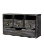 Apothecary Cabinet with 4 Drawer - Vintage Rustic Wood Desktop Organizer for Home & Office Supplies - Tabletop Wooden Storage for Catalog, Jewelry, Card, Craft & Tools