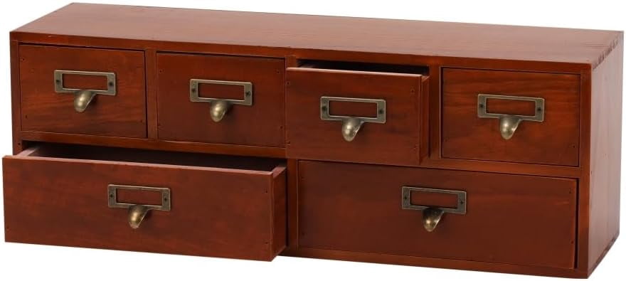 Apothecary Drawers Wooden Storage Box with 6 Drawers Vintage Countertop ...