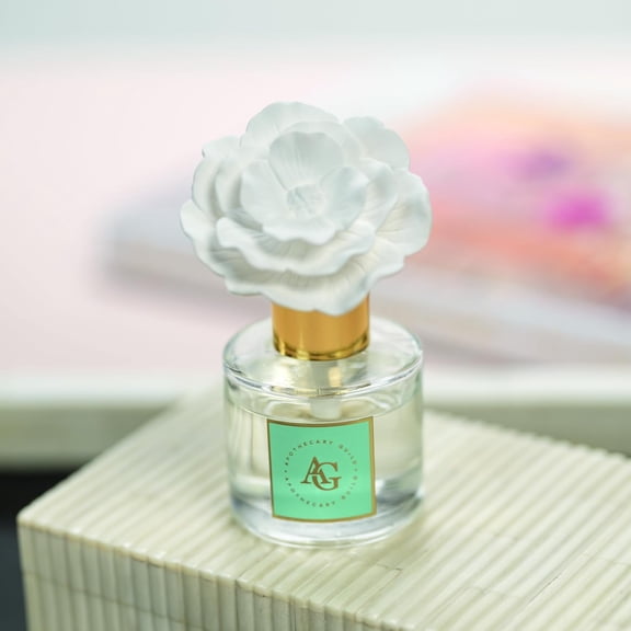 Apothecary Guild Blush Porcelain Oil Diffuser - Home Fragrance Diffuser Ideal for Living Room, Bathroom, Office - Makes a Great Gift - Porcelain Flower Design - Sunset Beach - 1. Oz.