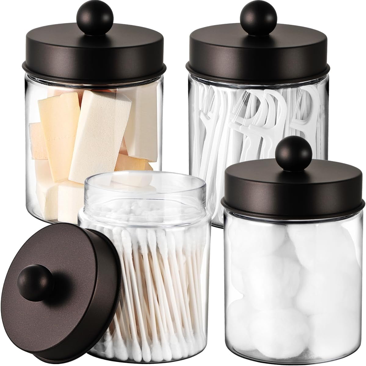 Apothecary Jars Bathroom Vanity Storage Organizer Set -Countertop ...