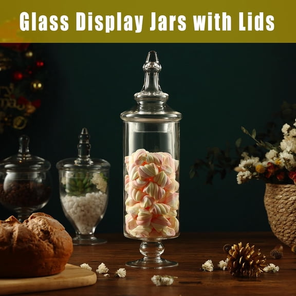 Apothecary Jars Glass Decorative Candy Jars,Candy Buffet Display, Elegant Storage Jar, Decorative Wedding Candy Organizer Canisters with Lids$$Home Decor, Kitchen, & Other
