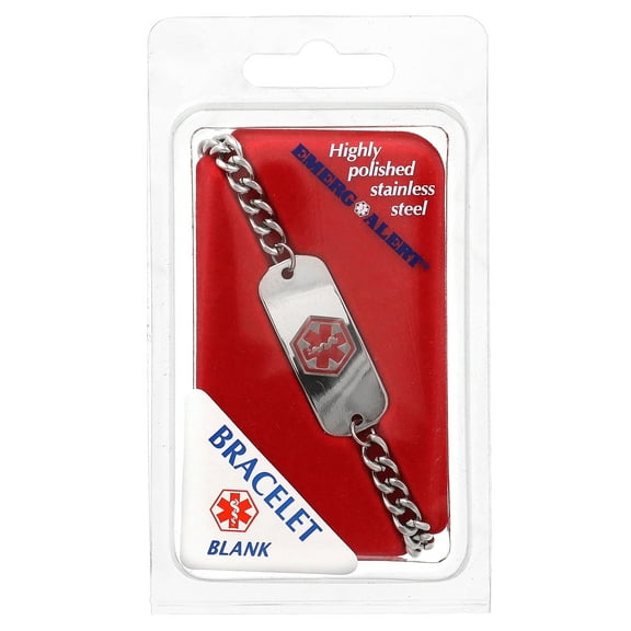 Apothecary Products Raised Medical Alert Symbol, Easy to Identify Stainless Steel Diabetic Medical ID Bracelet, Assorted