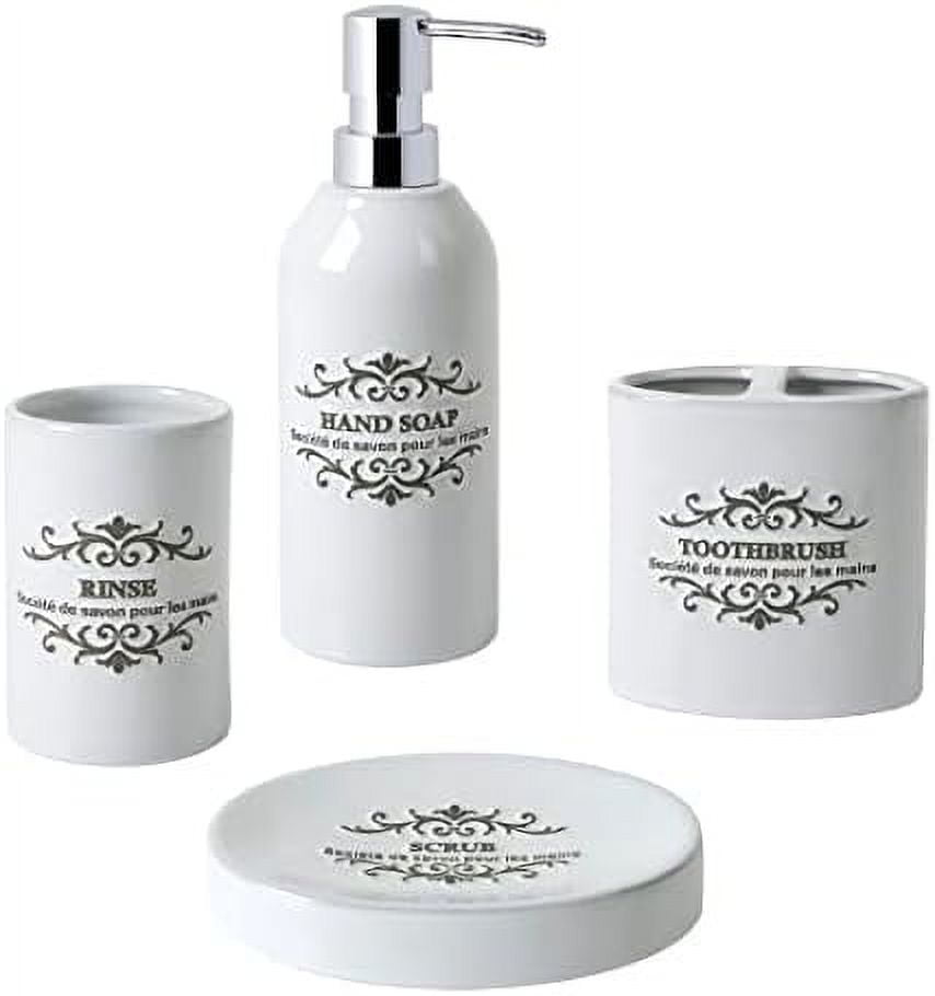 Apothique 4Piece Ceramic Bathroom Accessory Set White
