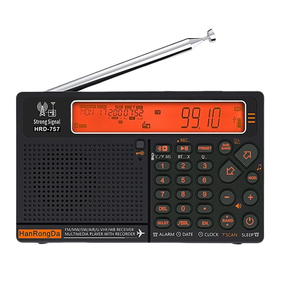 App Control Am/fm/sw Worldband Radio 2500mAh Shortwave Longwave Radio With Lcd Display Support Bt Tf Card Flashlight For Home Outdoor (Orange Backlight)