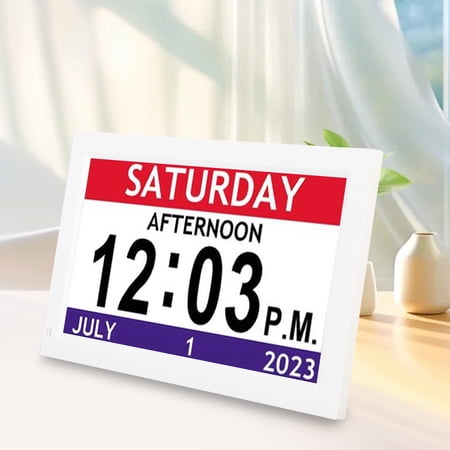 App Control App Control Digital Calendar Alarm Day Clock, Large Display Digital Clock with Day and Date 7 Inch for Medication Meals Appointments