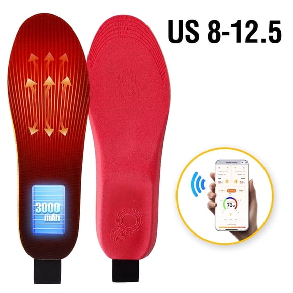 App Control Heated Insoles for Men, Electric Heating Insoles, Foot Warmers Insoles with 3 Heat, 5 Timing, 3000mAh Battery for Skiing, Hunting, Fishing, Waterproof Sweatproof, US 8-12.5