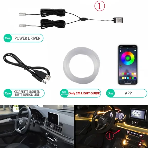 App Controlled RGB Flexible Neon Wire Lights, 12V Multi-Color LED Atmosphere Strip Lighting, Cuttable Bendable Interior Neon Decor Lamp, Waterproof Ambient LED Strip Light for Car Cabin, Home Bedr