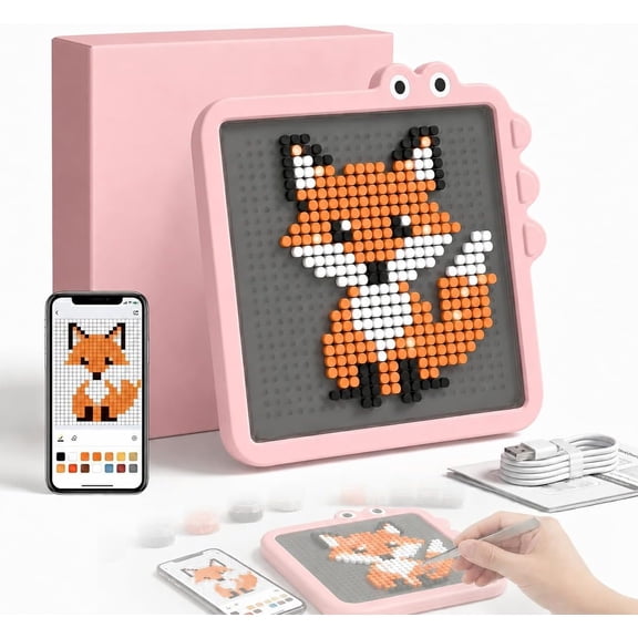 App Guided Fuse Bead Pegboard for Melty Beads, LED Light Guide Board for Pixel Art, Photo to Pattern Craft Projects (78 x 78 Pegs)