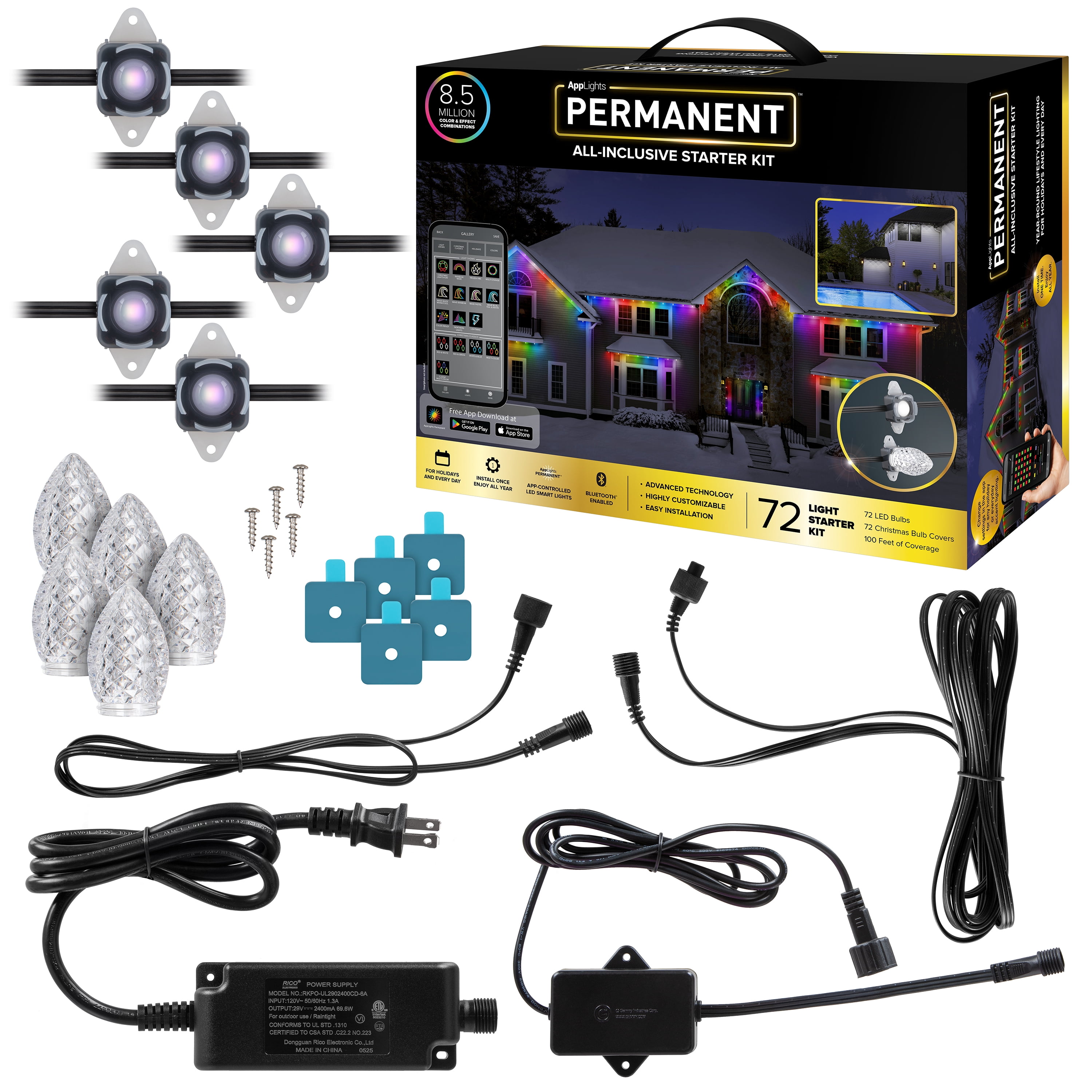 String Candy Kit APPLights™ PERMANENT Starter Kit, 72 LED, 100 feet - Walmart.com