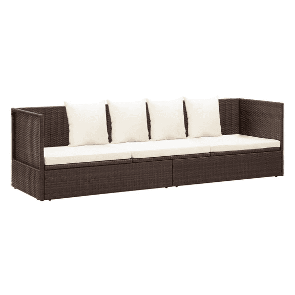 AppScenic Weather-Resistant Rattan and Steel Outdoor Lounge Daybed with Cushions, Cream white