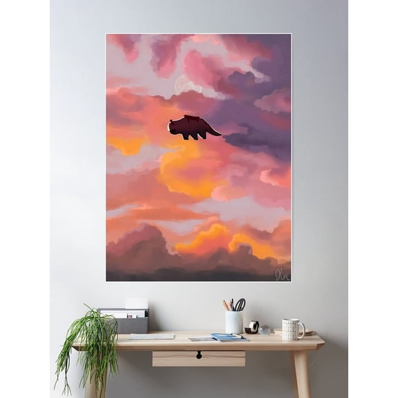 Appa In The Clouds Poster Wall Art, Modern Wall Decor For Living Room Bedroom, 8x12 UNFRAMED