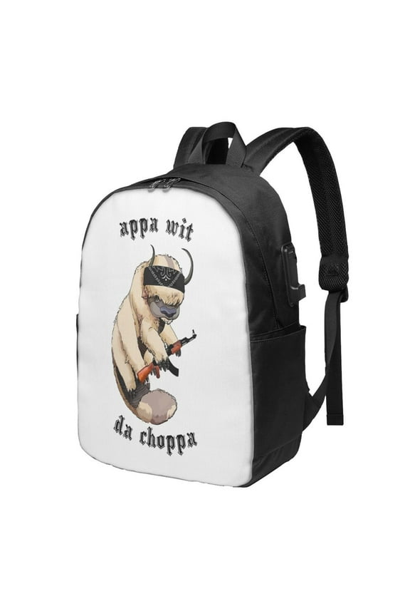 Appa With A Choppa Backpack Fashion Travel Backpack Laptop Backpack 17 Inch External Usb Interface Headphone Line Interface