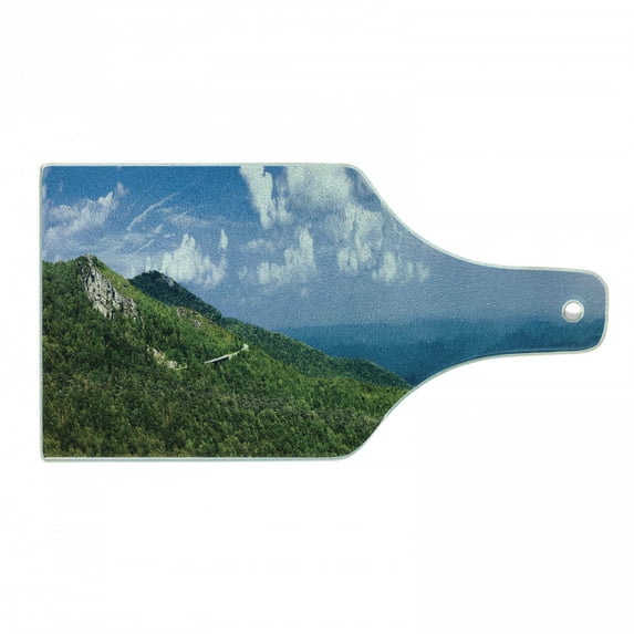 Appalachian Cutting Board, Panorama Photography with Blue Ridge Parkway in North Carolina, Decorative Tempered Glass Cutting and Serving Board, in 3 Sizes, by Ambesonne
