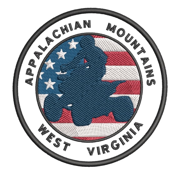 Appalachian Mountains, West Virginia ATV / OHV American Flag 3.5 Inch Iron Or Sew On Embroidered Fabric Badge Patch Extreme Sports Iconic Series
