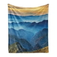 thumbnail image 1 of Appalachian Soft Flannel Fleece Throw Blanket, Blue Mountain Ridges with Foggy Look and Sunset Panorama, Cozy Plush for Indoor and Outdoor Use, 60" x 80", Sea Blue and Sand Brown, by Ambesonne, 1 of 5