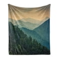 thumbnail image 1 of Appalachian Soft Flannel Fleece Throw Blanket, Panoramic Landscape Photo of Mountain Ridges Virginia, Cozy Plush for Indoor and Outdoor Use, 70" x 90", Hunter Green Grey Teal, by Ambesonne, 1 of 5
