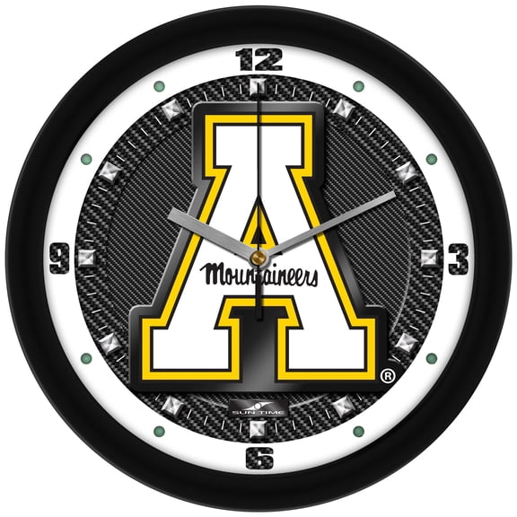 Appalachian State Mountaineers 11.5'' Suntime Premium Glass Face Carbon Fiber Wall Clock