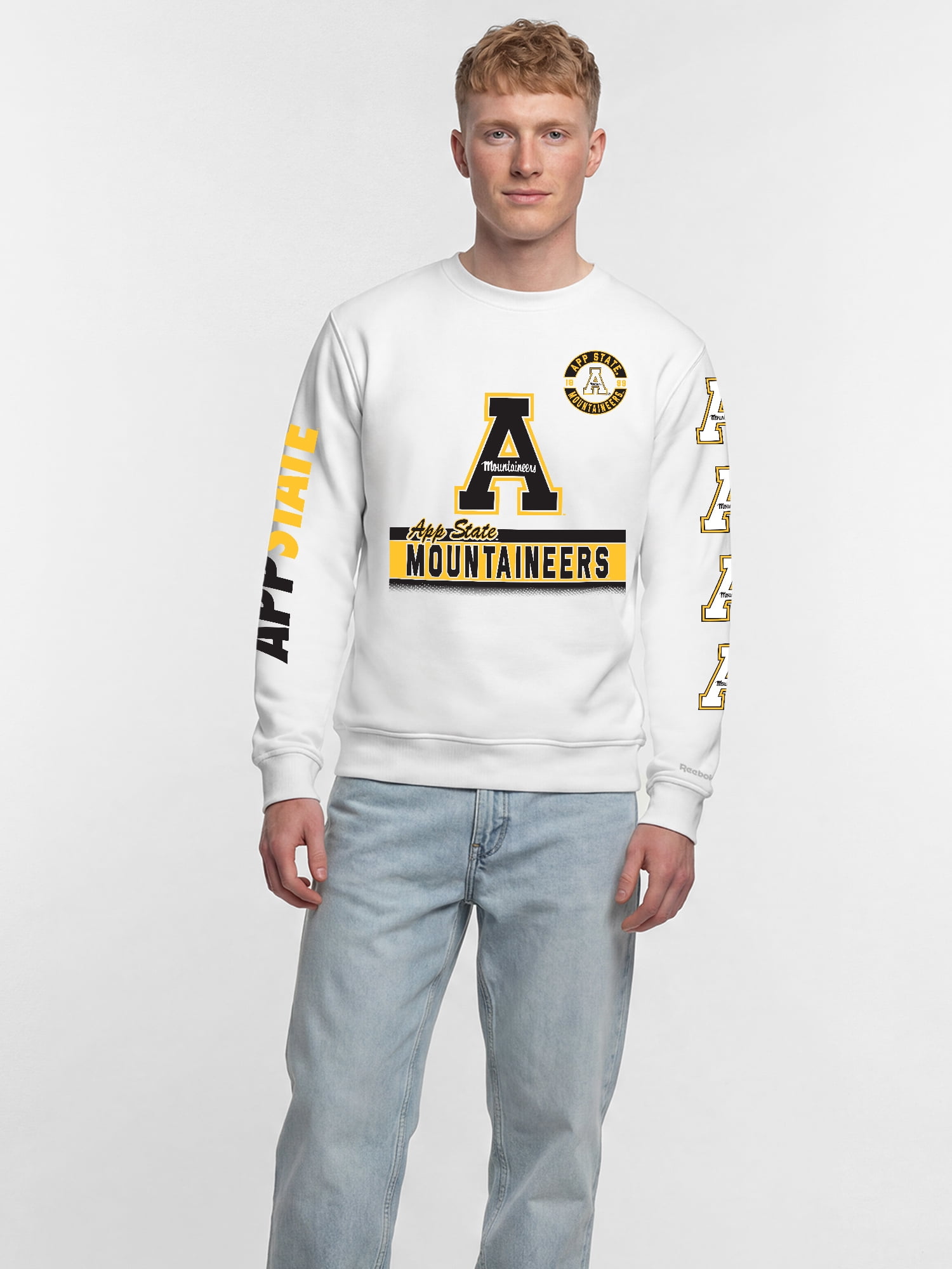 Appalachian State Mountaineers Reebok Mens White Crew Sweatshirt