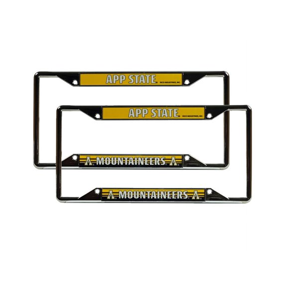 Appalachian State Moutaineers Chrome (2) EZ View License Plate Frame Set