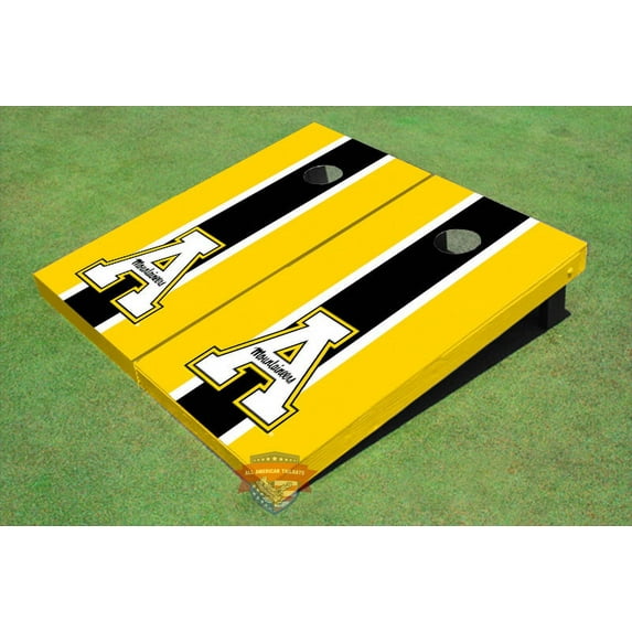 Appalachian State University "A" Black And Yellow Matching Long Stripe Cornhole Boards