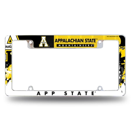 Appalachian State University Mountaineers Metal License Plate Frame Tag Cover, All Over Design, 12x6 Inch