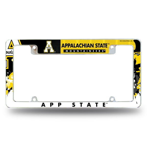 Appalachian State University Mountaineers Metal License Plate Frame Tag Cover, All Over Design, 12x6 Inch