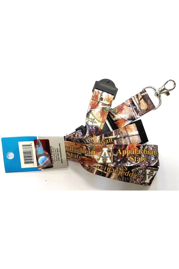 Appalachian State University Mountainners Camo Lanyard Keychain Double Sided Breakaway Safety Design Adult 18 Inch