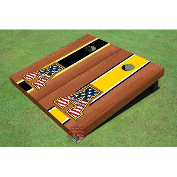 Appalachian State University Patriotic "A" Rosewood Alternating Long Stripe Cornhole Boards