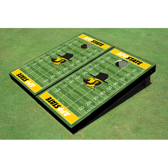 Appalachian State University "Yosef" Yellow Matching Football Field Custom Cornhole Boards