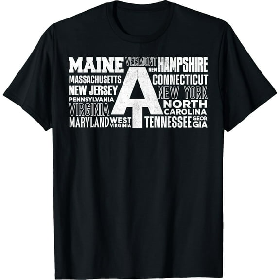 Appalachian Trail Symbol Word Cloud With US Staates T-Shirt mens t shirt，black，women，funny，misfits，men，journey
