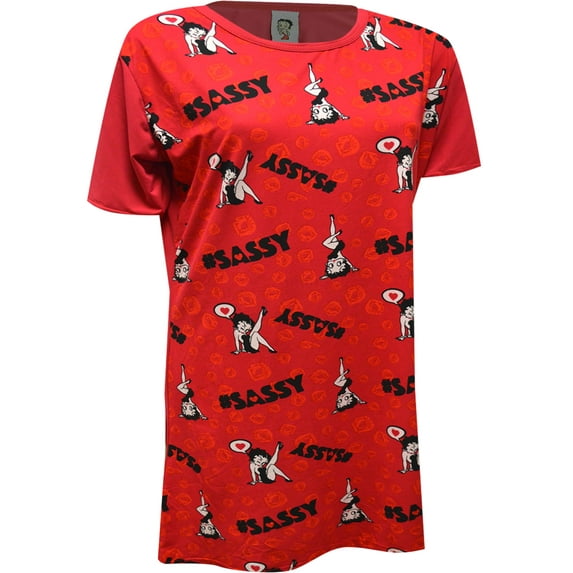 Apparel Connection LLC Womens Betty Boop Feeling Sassy Red Nightshirt (Medium)
