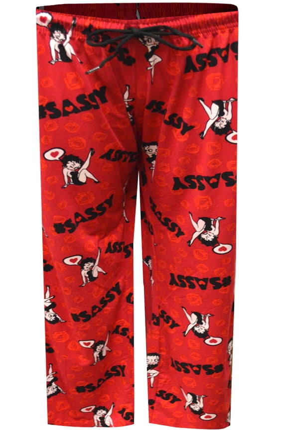 Womens Betty Boop Feeling Sassy Red Plus Size Lounge Pants (1X)