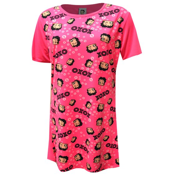 Apparel Connection LLC Womens Betty Boop XOXO Hugs and Kisses Fuchsia Nightshirt (Small)