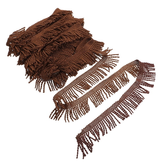 RENACLIPY Fringed Trim Tassel Border Polyester Silk Coffee for DIY Curtain Decoration