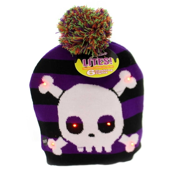Apparel Halloween Knitted Flashing Hat Fabric Lights Up Hlthat Skull