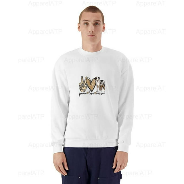 ApparelAPT Peace Love Aussie Sweashirt for Australian Shepherd Dog Fans, for men & women, up to