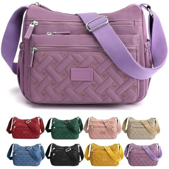 Apparenth Crossbody Bag for Women, Nylon Shoulder Messenger Bag, Ladies Travel Handbag, Waterproof