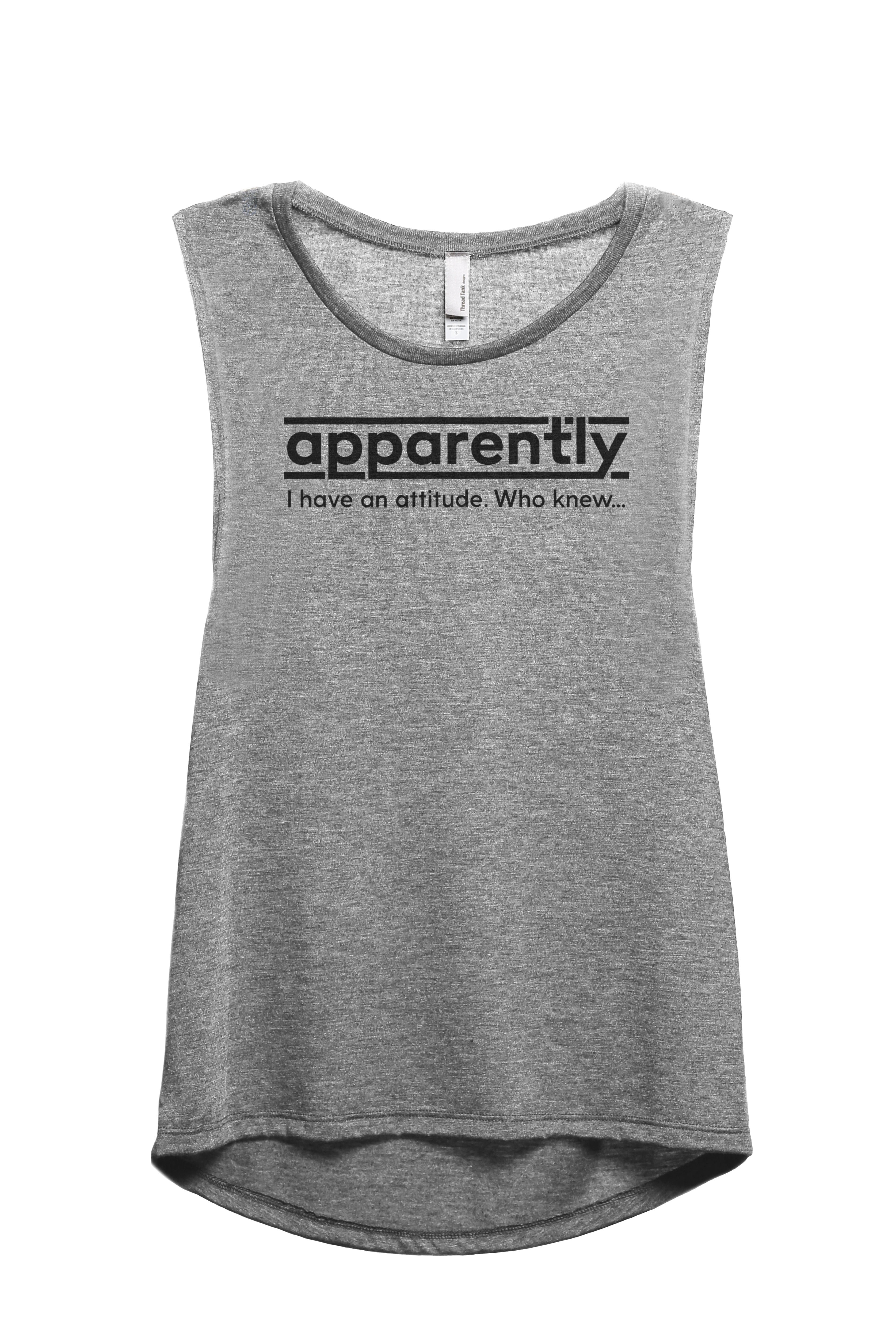 Apparently I Have An Attitude Who Knew Women's Fashion Sleeveless Muscle  Workout Yoga Tank Top Heather Grey Grey Small 