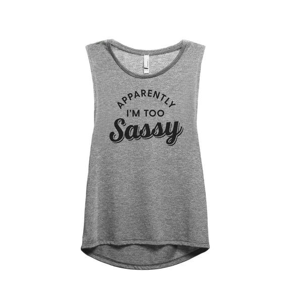 Apparently I'm Too Sassy Women's Fashion Sleeveless Muscle Workout Yoga Tank Top Heather Grey Grey 2X-Large