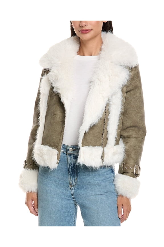 womens Jay Distressed Bonded Coat, m, Green