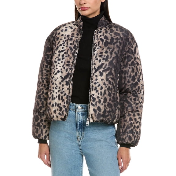 Apparis womens Leni Leopard Padded Bomber, xs, Brown